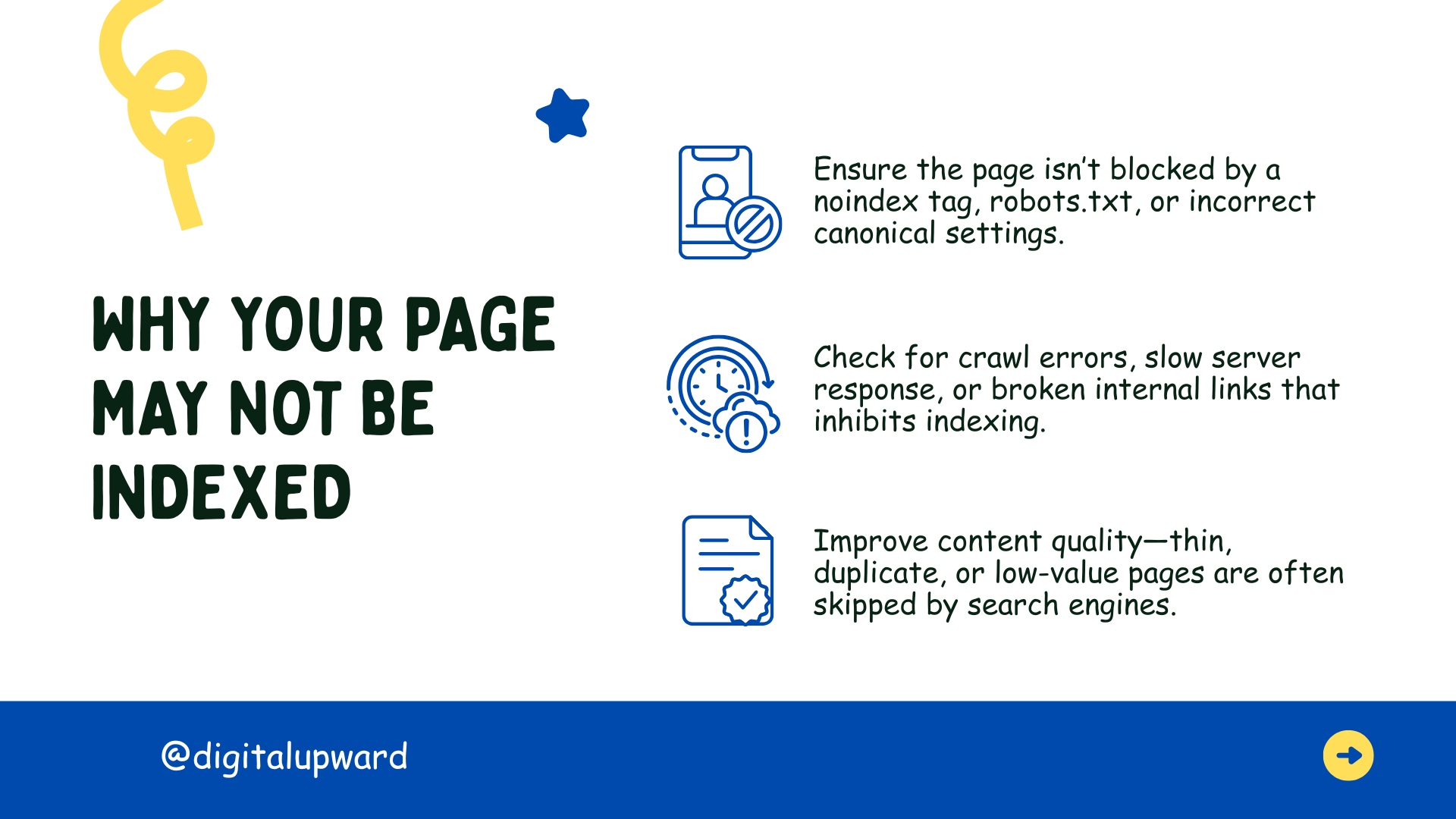 Reasons for a page not getting indexed