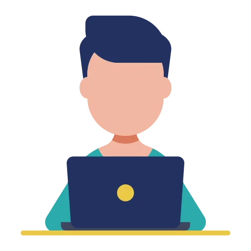 A male student at a desk, using a laptop to access his account on education portal