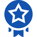 A blue star adorned with a ribbon wrapped around it, symbolizing Industry Expertise.