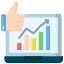 Icon related to a hand giving a thumbs up in front of a laptop screen, symbolizing approval in website design trends.