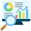 Icon of a visual charts and graphs which analysis the data of web designing company 