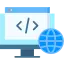 Icon depicting web design and development, focusing on the incorporation of the latest technologies in website creation.